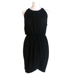 Zara High Neck Mock Wrap Dress Black